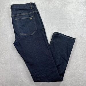 Stio Rivet Jeans Mens 34L Dark Indigo Straight Leg Organic Cotton Stretch Denim